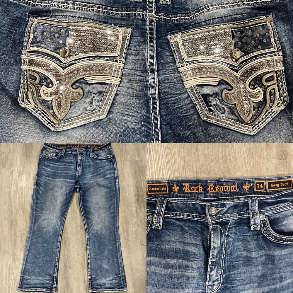 Rock revival jeans womens size 34 easy boot